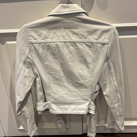 ALL SAINTS Dessa Balfern White Denim Biker Jacket SIZE 6 - Picture 8 of 9